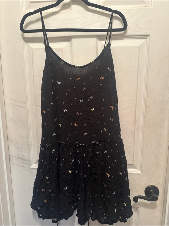 Dresses & Skirts - Black Butterfly Print Spaghetti Strap Dress Whimsigoth Y2K